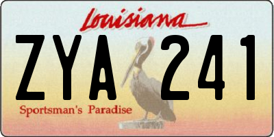 LA license plate ZYA241