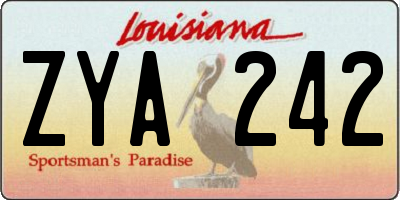 LA license plate ZYA242