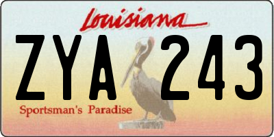 LA license plate ZYA243