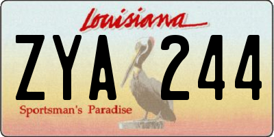 LA license plate ZYA244