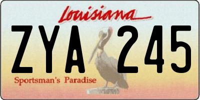 LA license plate ZYA245