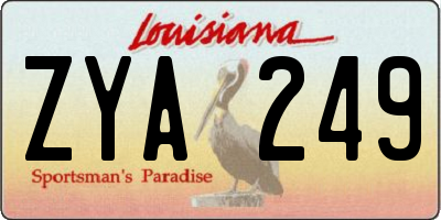 LA license plate ZYA249