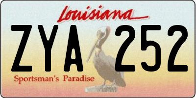 LA license plate ZYA252