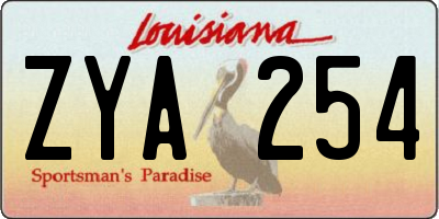 LA license plate ZYA254