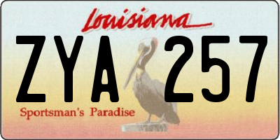 LA license plate ZYA257