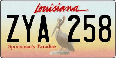 LA license plate ZYA258