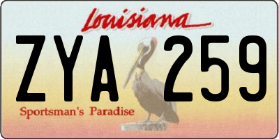 LA license plate ZYA259