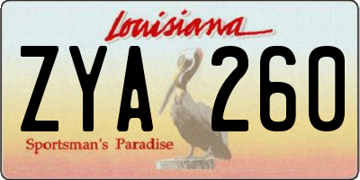 LA license plate ZYA260