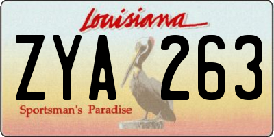 LA license plate ZYA263