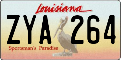 LA license plate ZYA264
