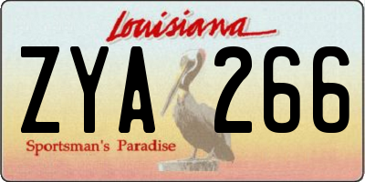 LA license plate ZYA266