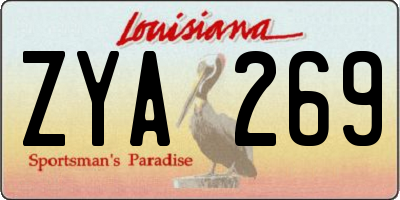 LA license plate ZYA269
