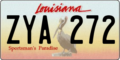 LA license plate ZYA272