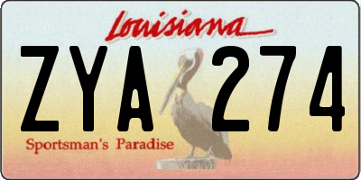 LA license plate ZYA274
