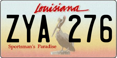 LA license plate ZYA276