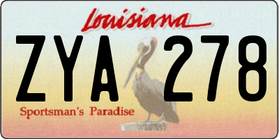 LA license plate ZYA278