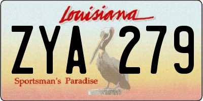 LA license plate ZYA279