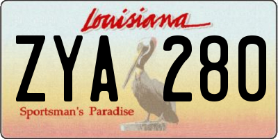 LA license plate ZYA280
