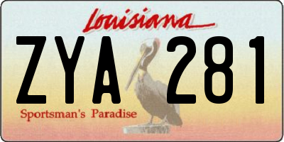 LA license plate ZYA281