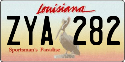 LA license plate ZYA282