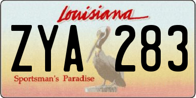 LA license plate ZYA283