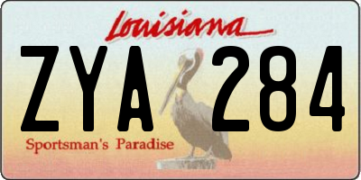 LA license plate ZYA284