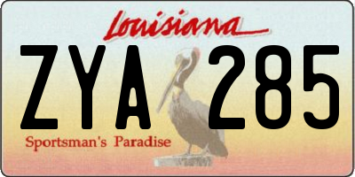 LA license plate ZYA285