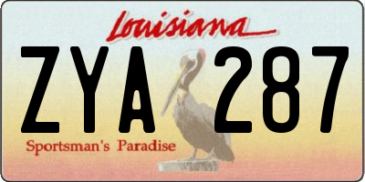 LA license plate ZYA287