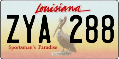 LA license plate ZYA288