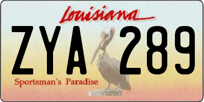 LA license plate ZYA289