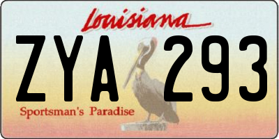 LA license plate ZYA293