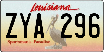 LA license plate ZYA296