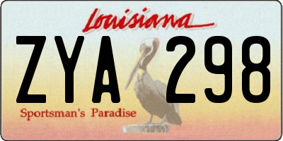 LA license plate ZYA298