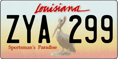 LA license plate ZYA299