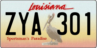 LA license plate ZYA301