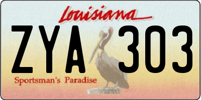 LA license plate ZYA303