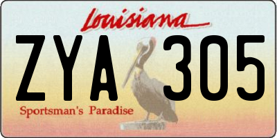 LA license plate ZYA305