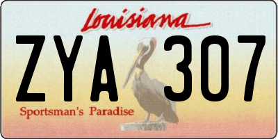 LA license plate ZYA307