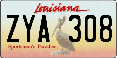LA license plate ZYA308