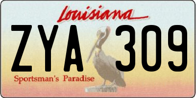 LA license plate ZYA309