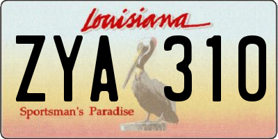LA license plate ZYA310