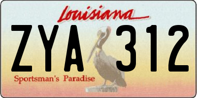 LA license plate ZYA312