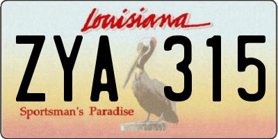 LA license plate ZYA315