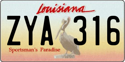 LA license plate ZYA316