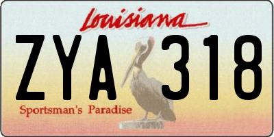 LA license plate ZYA318