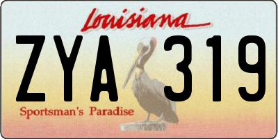 LA license plate ZYA319