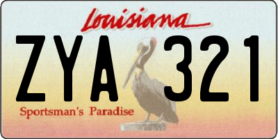 LA license plate ZYA321