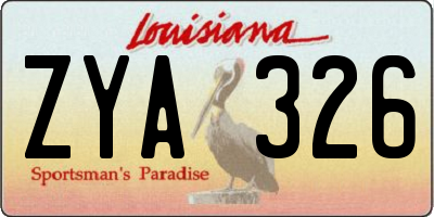 LA license plate ZYA326
