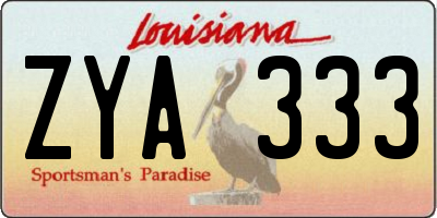LA license plate ZYA333