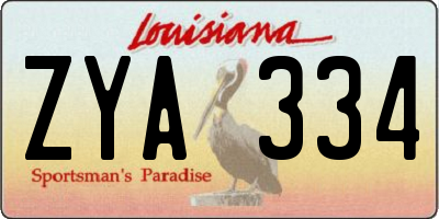 LA license plate ZYA334
